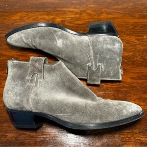 Burberry Grey Suede Zip-Back Ankle Booties Size 40 GUC